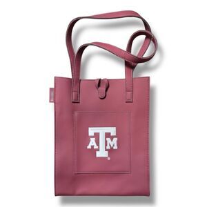 Alan Stuart Texas A&M Aggies Maroon Faux Leather Tote Sz Large